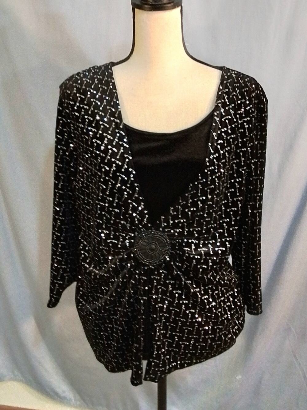 Notations black and sparkle top / blouse